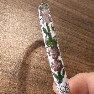 Vintage White‎ Enamel Cloisonne Chinese Purple And Gold Floral Bangle Bracelet